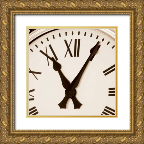 Clock III Gold Ornate Wood Framed Art Print with Double Matting by Hall, Doug