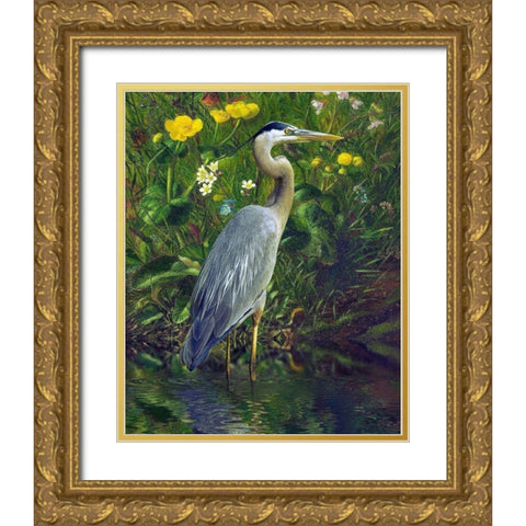 Bluish Brooding Gold Ornate Wood Framed Art Print with Double Matting by Hunziker, Steve