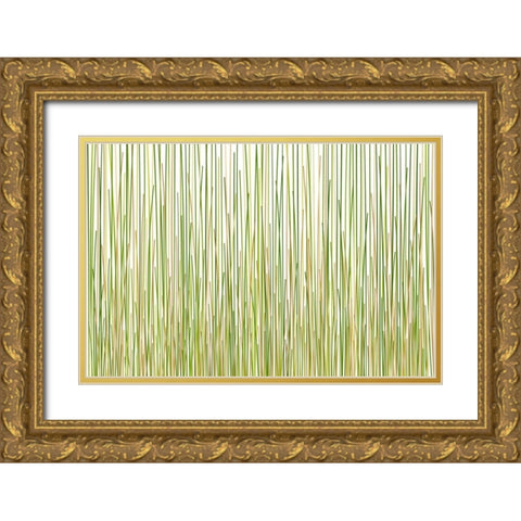 Grass Curtain Gold Ornate Wood Framed Art Print with Double Matting by Terra Jungle