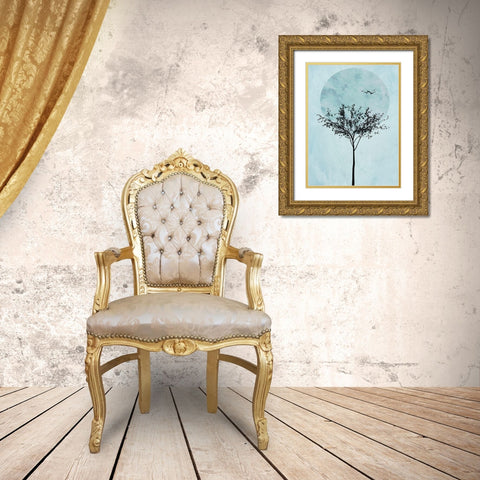 Full Moon Tree III  Gold Ornate Wood Framed Art Print with Double Matting by Halli, Hal