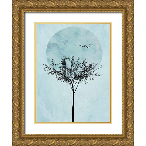 Full Moon Tree III  Gold Ornate Wood Framed Art Print with Double Matting by Halli, Hal