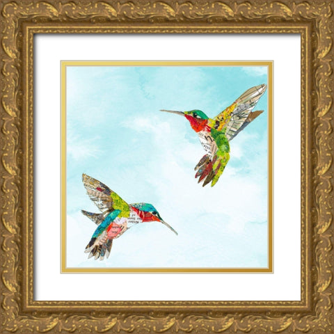 Hummers and Blooms II Gold Ornate Wood Framed Art Print with Double Matting by St Hilaire, Elizabeth