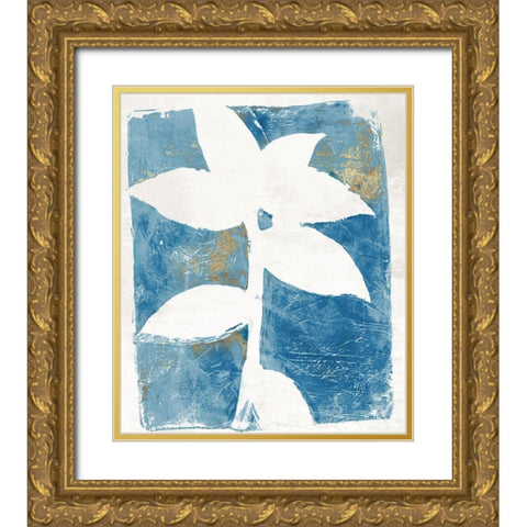 Solitaire Flora  Gold Ornate Wood Framed Art Print with Double Matting by St Hilaire, Elizabeth