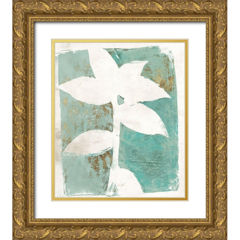 Solitaire Flora Green Version Gold Ornate Wood Framed Art Print with Double Matting by St Hillaire, Elizabeth