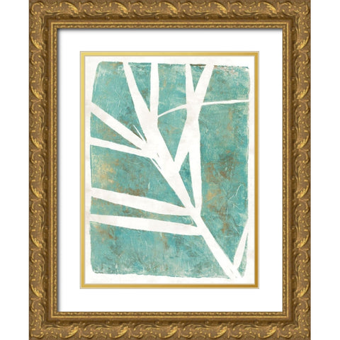 Tropical Frond Green Version Gold Ornate Wood Framed Art Print with Double Matting by St Hillaire, Elizabeth