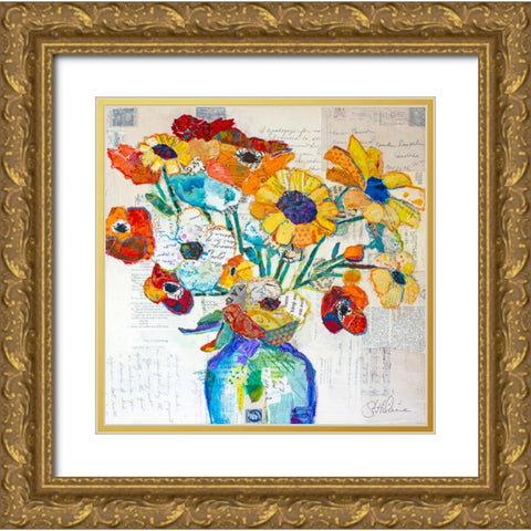 Blooming Happiness II Gold Ornate Wood Framed Art Print with Double Matting by St Hilaire, Elizabeth