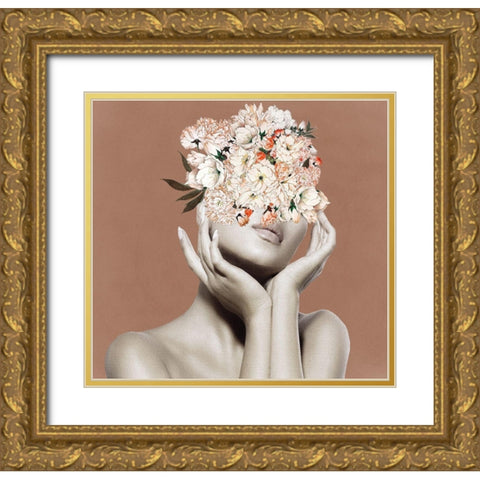 Flower PoseÂ  Gold Ornate Wood Framed Art Print with Double Matting by Smith, Karen