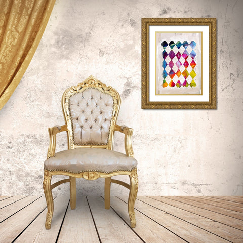 Diamond Palette II Gold Ornate Wood Framed Art Print with Double Matting by Smith, Karen