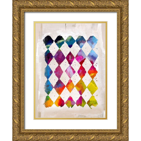 Diamond Palette II Gold Ornate Wood Framed Art Print with Double Matting by Smith, Karen