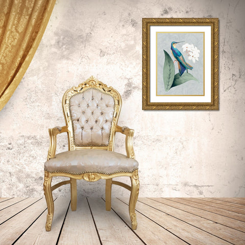 Bird and Bloom I Gold Ornate Wood Framed Art Print with Double Matting by Smith, Karen