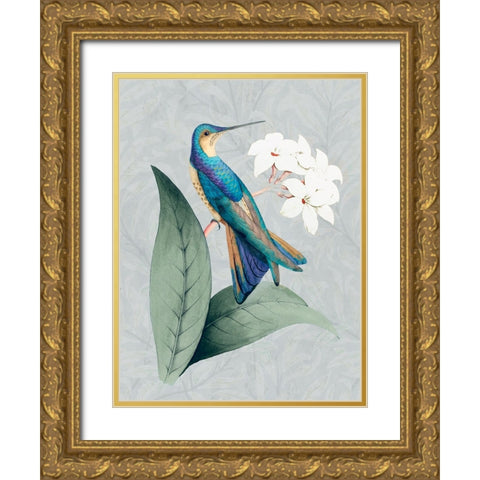 Bird and Bloom I Gold Ornate Wood Framed Art Print with Double Matting by Smith, Karen