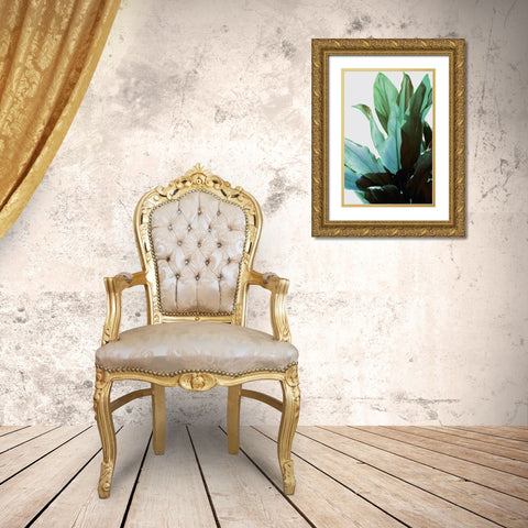 Green Leaves I Gold Ornate Wood Framed Art Print with Double Matting by Bainbridge, Hope