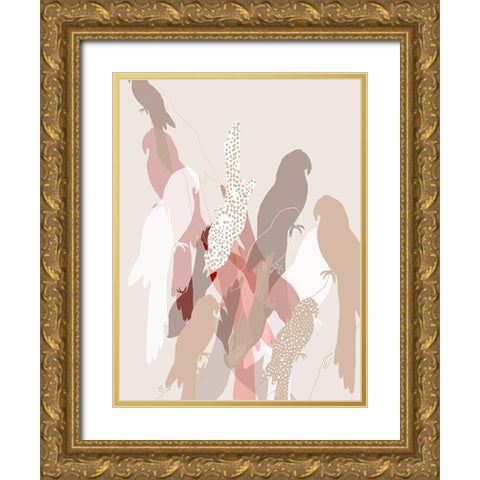 The Birds II  Gold Ornate Wood Framed Art Print with Double Matting by Bainbridge, Hope