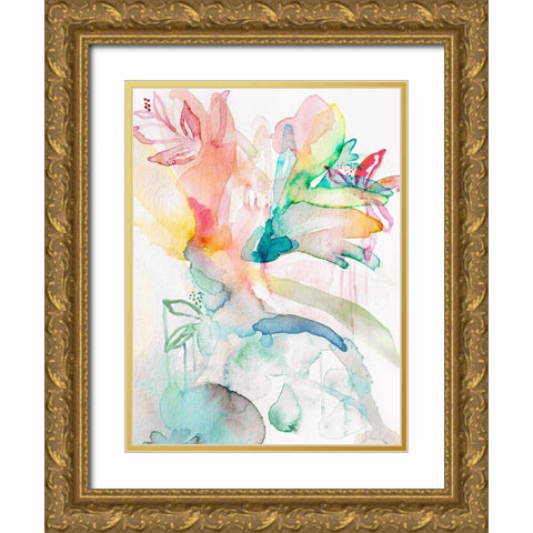 Island Florals I  Gold Ornate Wood Framed Art Print with Double Matting by Bainbridge, Hope
