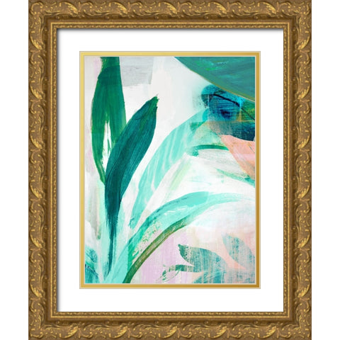 Green Graffiti III  Gold Ornate Wood Framed Art Print with Double Matting by Bainbridge, Hope