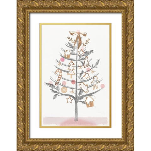 Ginger Bread Tree I  Gold Ornate Wood Framed Art Print with Double Matting by PI Studio