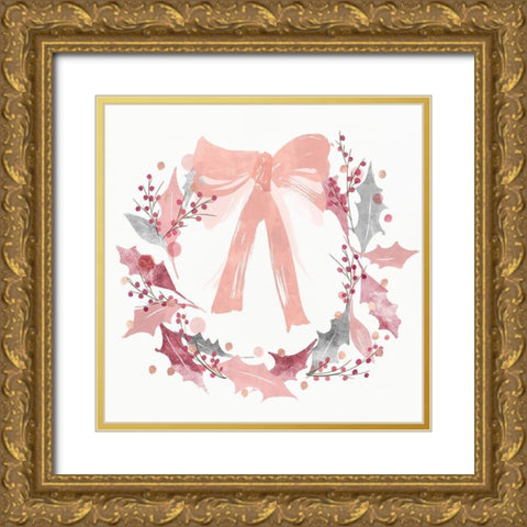 Blushing Wreath Gold Ornate Wood Framed Art Print with Double Matting by PI Studio