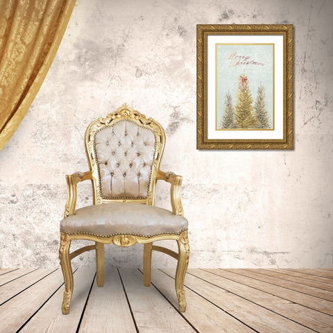 Evergreen Christmas  Gold Ornate Wood Framed Art Print with Double Matting by PI Studio
