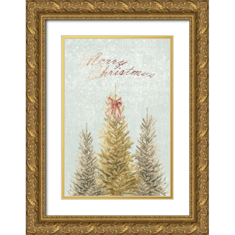 Evergreen Christmas  Gold Ornate Wood Framed Art Print with Double Matting by PI Studio