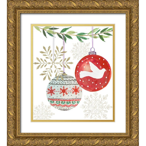 Hanging Ornaments II  Gold Ornate Wood Framed Art Print with Double Matting by PI Studio