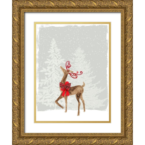 Reindeer Stance  Gold Ornate Wood Framed Art Print with Double Matting by PI Studio