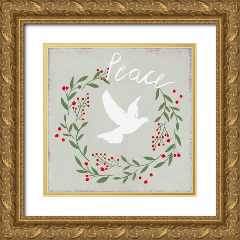 Peace Dove  Gold Ornate Wood Framed Art Print with Double Matting by PI Studio