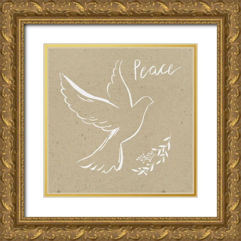 White Dove II  Gold Ornate Wood Framed Art Print with Double Matting by PI Studio