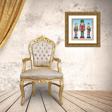 Three Nutcrackers I Gold Ornate Wood Framed Art Print with Double Matting by PI Studio