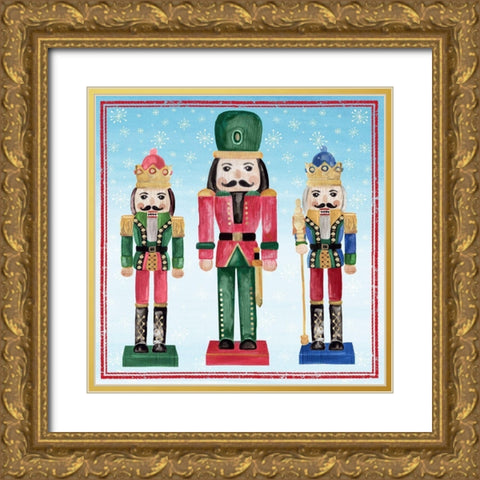 Three Nutcrackers I Gold Ornate Wood Framed Art Print with Double Matting by PI Studio