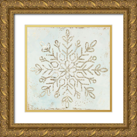 Glistening Snowflake I  Gold Ornate Wood Framed Art Print with Double Matting by PI Studio