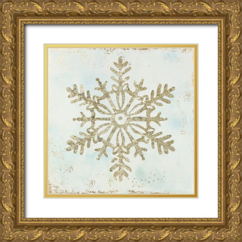 Glistening Snowflake III  Gold Ornate Wood Framed Art Print with Double Matting by PI Studio