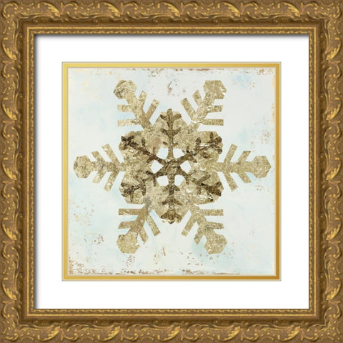 Glistening Snowflake IV Gold Ornate Wood Framed Art Print with Double Matting by PI Studio