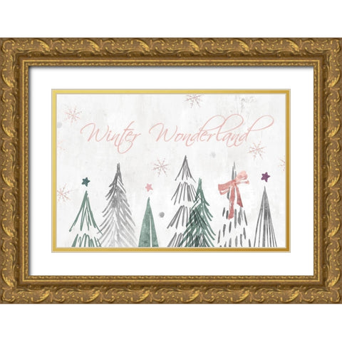 Walking in a Winter Wonderland  Gold Ornate Wood Framed Art Print with Double Matting by PI Studio