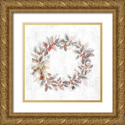 Traditional Wreath Gold Ornate Wood Framed Art Print with Double Matting by PI Studio