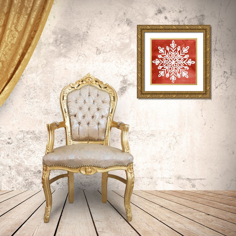 Nordic Snowflake I  Gold Ornate Wood Framed Art Print with Double Matting by PI Studio