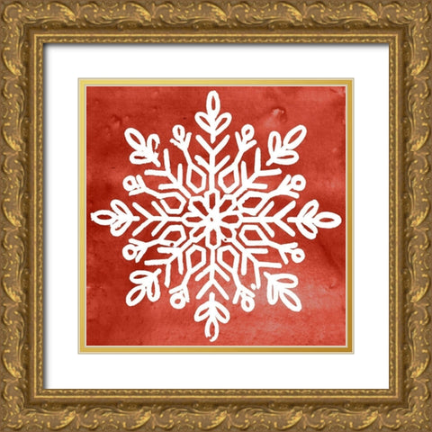 Nordic Snowflake I  Gold Ornate Wood Framed Art Print with Double Matting by PI Studio