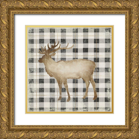 Santas Deer I Gold Ornate Wood Framed Art Print with Double Matting by PI Studio