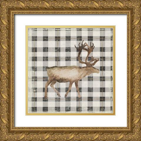 Santas Deer II Gold Ornate Wood Framed Art Print with Double Matting by PI Studio