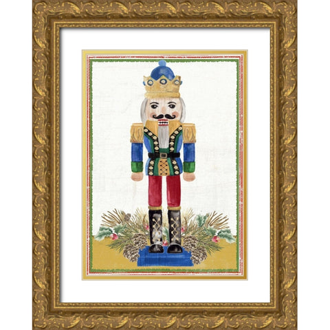 Wintery Nutcracker  Gold Ornate Wood Framed Art Print with Double Matting by PI Studio