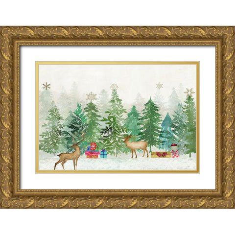 Magic of Christmas Gold Ornate Wood Framed Art Print with Double Matting by PI Studio