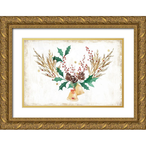 Jingle Bells Gold Ornate Wood Framed Art Print with Double Matting by PI Studio
