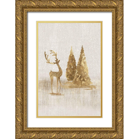 Graceful Winter Gift Gold Ornate Wood Framed Art Print with Double Matting by PI Studio