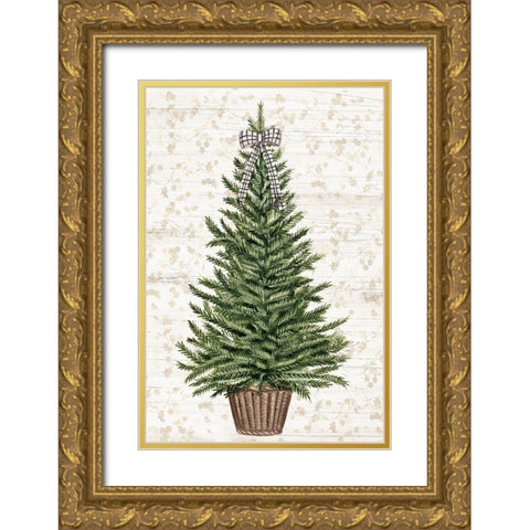 Everygreen Christmas Tree  Gold Ornate Wood Framed Art Print with Double Matting by PI Studio