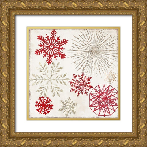 Merry Christmas Sparkles  Gold Ornate Wood Framed Art Print with Double Matting by PI Studio