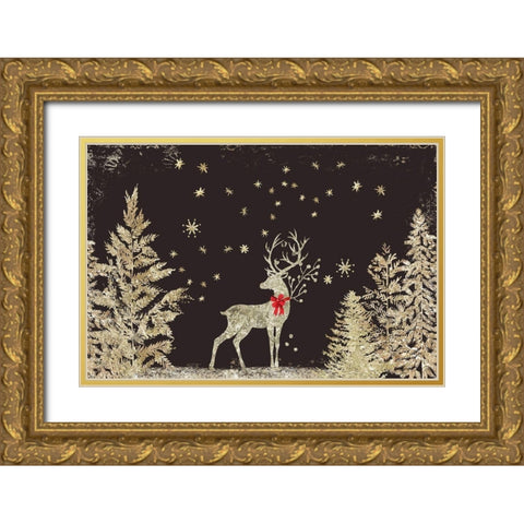 Prancer At Night  Gold Ornate Wood Framed Art Print with Double Matting by PI Studio