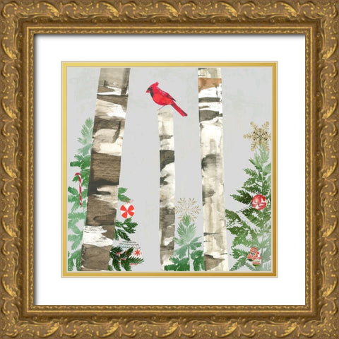 Holiday Forest Gold Ornate Wood Framed Art Print with Double Matting by PI Studio