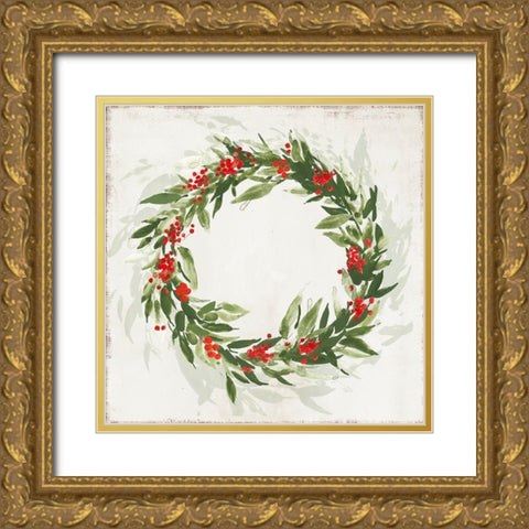 Classic Wreath  Gold Ornate Wood Framed Art Print with Double Matting by PI Studio