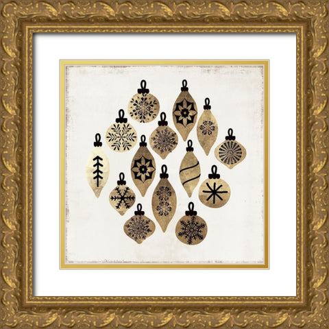 Golden Toys Pattern  Gold Ornate Wood Framed Art Print with Double Matting by PI Studio