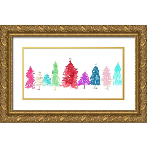 Merry and Bright Gold Ornate Wood Framed Art Print with Double Matting by PI Studio