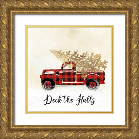 Deck the Halls II Gold Ornate Wood Framed Art Print with Double Matting by PI Studio